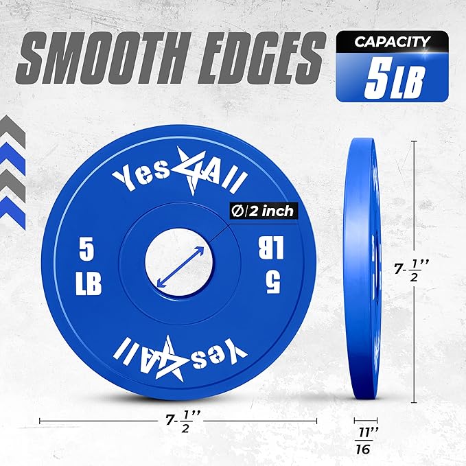 Yes4All Fractional Weight Plates Set of 6 1.25LB 2.5LB 2.5LB 5LB 5LB Pair