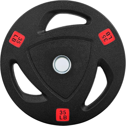 Signature Fitness Vinyl Coated Cast Iron Plate Weight Plate for Strength Training and Weightlifting, Standard or Olympic, Multiple Sizes