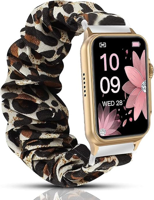Compatible for FITVII Nexa, HM21, HM68, H86, HM57, HM78, H56 Smart Watch Fitness Tracker Bands, 18mm, 20mm, 22mm Fabric Elastic Scrunchie Elastic Women Cute Replacement Straps