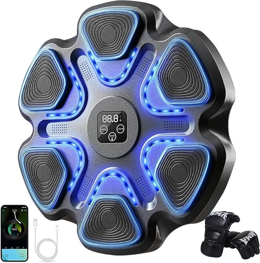 Music Boxing Machine,Smart Bluetooth Boxing Machine for Adults & Kids,Boxing Training Machine with Boxing Gloves, Music Playback Boxing Workout Equipment Target for Home, Office, Gym