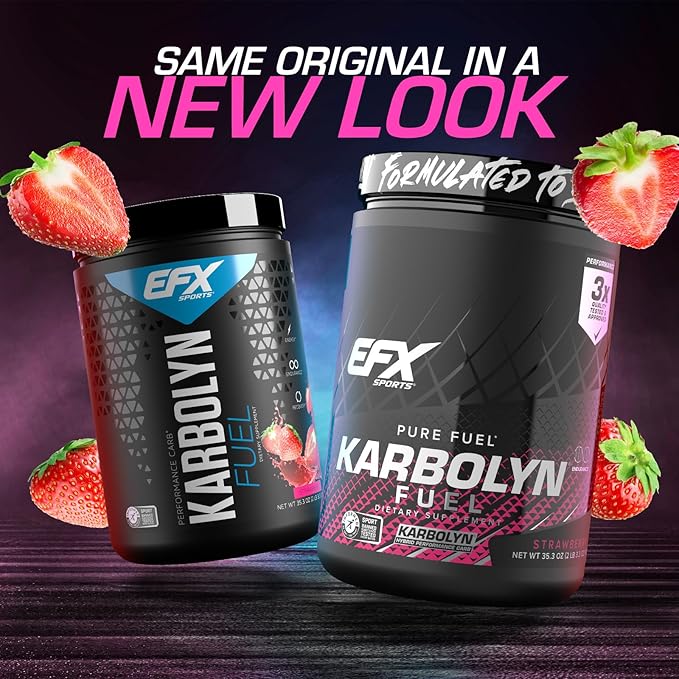 EFX Sports Karbolyn Fuel | Fast-Absorbing Carbohydrate Powder | Carb Load, Sustained Energy, Quick Recovery | Stimulant Free | 18 Servings (Strawberry)