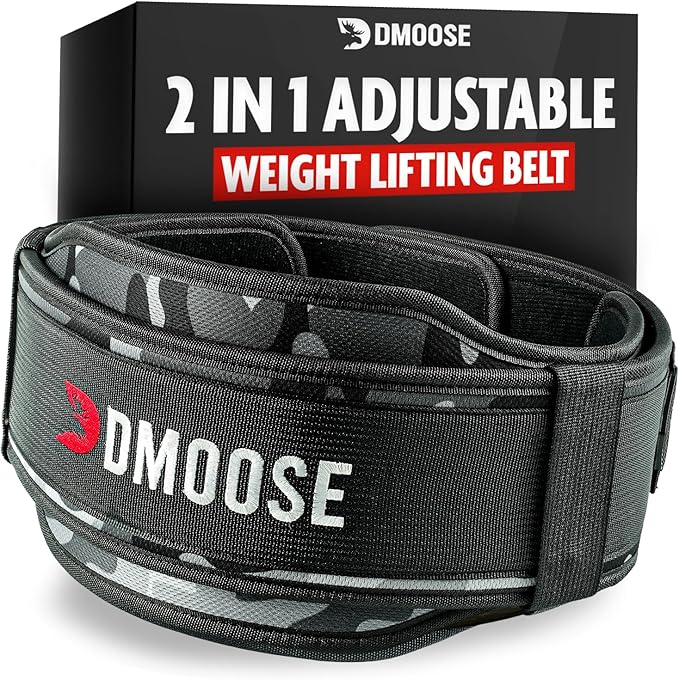 DMoose Weight Lifting Belt for Men & Women 2 in 1 Adjustable 4" 6" 6" Width