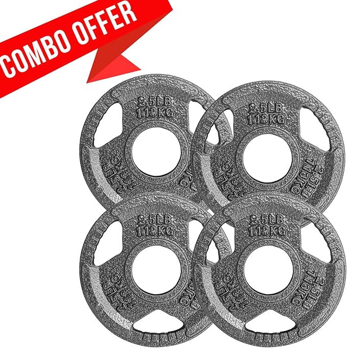 Yes4All Olympic Rubber Grip Plates for Barbell 2-Inch Weight