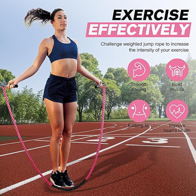 Jump Rope, Weighted Jump Ropes for Men women, 2.8lb 3.8lb 5lb Heavy Skipping Rope for Exercise, Adult Jumpropes for Home Workout, Improve Strength and Building Muscle,Total Body Workout Equipment