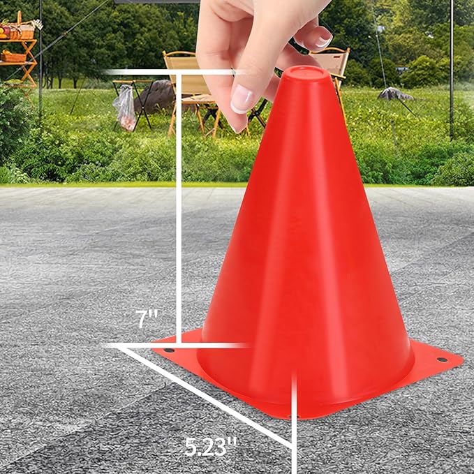 Training Plastic Soccer Cones Set Course(Multicolor，27 PCS，7 PCS，7 Inch),