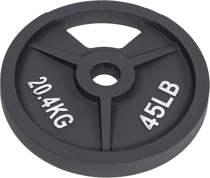 Signature Fitness Cast Iron Plate Weight Plate for Strength Training and Weightlifting, Olympic or Standard
