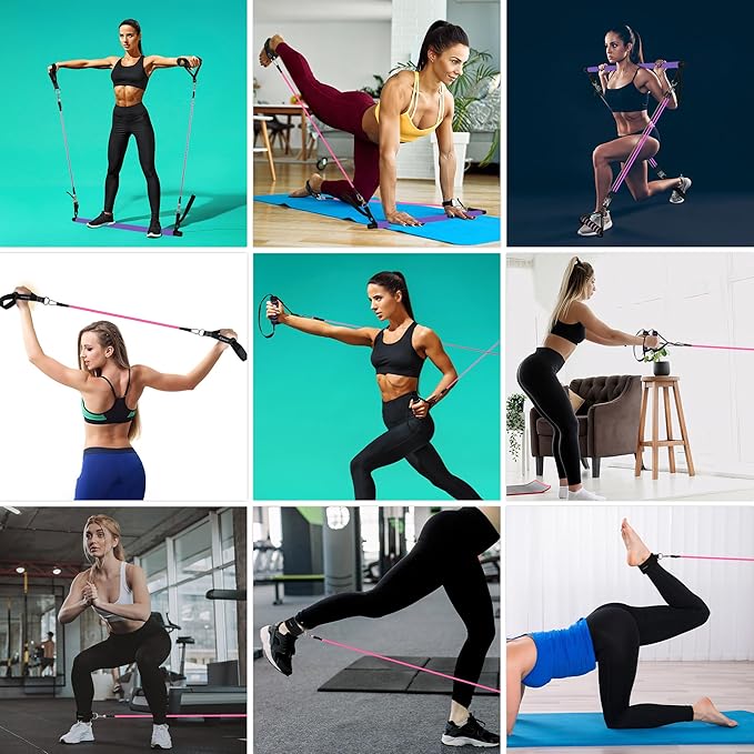 Portable Pilates Bar and Resistance Band Set