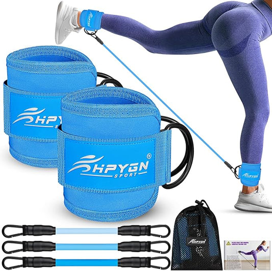 Ankle Resistance Bands, Ankle Bands for Working Out with Cuffs, Resistance Bands for Leg Butt Training Workout Equipment for Kickbacks Hip Gluteus Training Exercises, Ankle Strap with Exercise Bands
