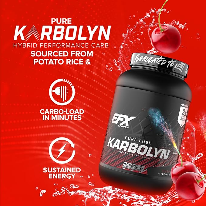 EFX Sports Karbolyn Fuel | Fast-Absorbing Carbohydrate Powder | Carb Load, Sustained Energy, Quick Recovery | Stimulant Free | 37 Servings (Cherry Bomb)