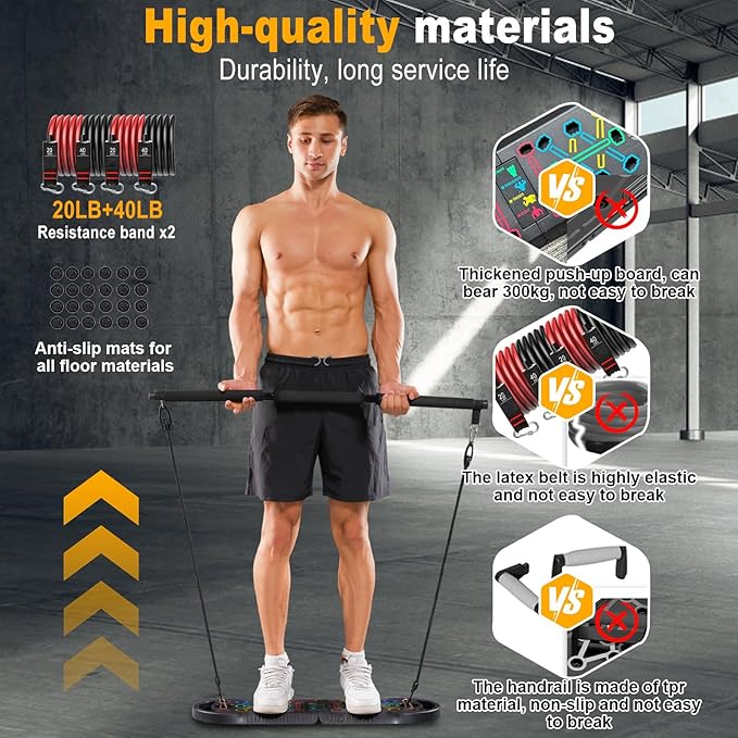 HOTWAVE Portable Exercise Equipment with 16 Gym Accessories.20 1 Push