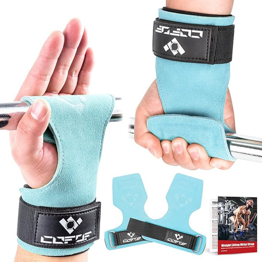 Weight Lifting Wrist Strap, Double Layer Leather Wrist Strap for Deadlift and Powerlifting, Adjustable Neoprene Padded Gym Workout Lifting Hooks (Pair)