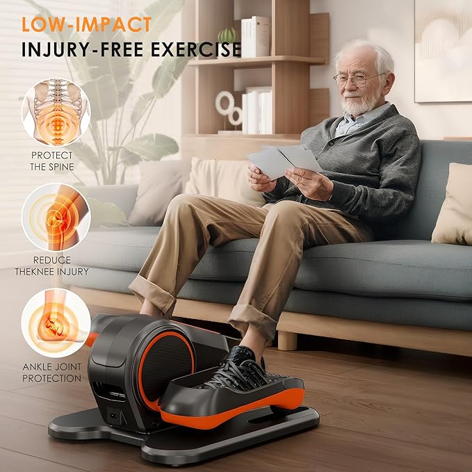 soges Under Desk Elliptical Machine,Seated Pedal Exerciser for Senior,12 Adjustable Speeds Portable bidirectional Ellipse Exerciser,Ellipse Leg Exerciser with Remote Control and Manual Mode