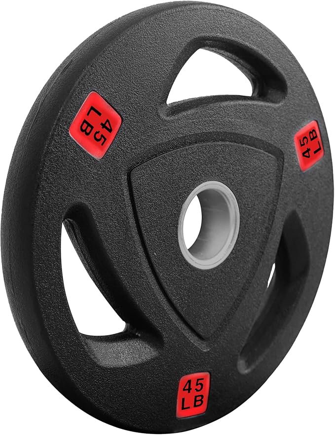 Signature Fitness Vinyl Coated Cast Iron Plate Weight Plate for Strength Training and Weightlifting, Standard or Olympic, Multiple Sizes