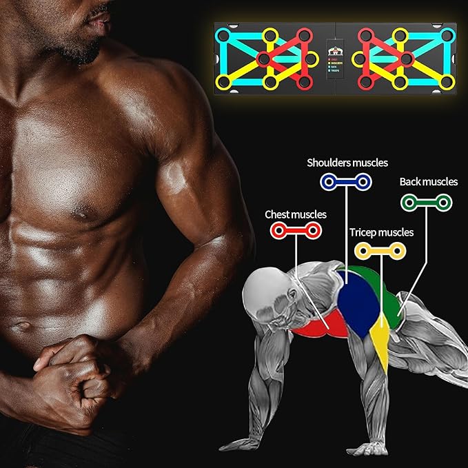 Push Up Board Exercise & Fitness Portable Foldable Strength Training Pushup Stands Home Workout Equipment Multi-Functional Fitness Floor Chest Muscle Exercise for Man and Women