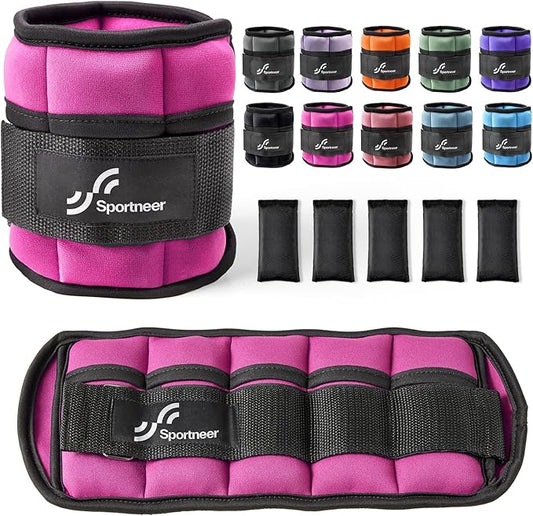 Sportneer Adjustable Ankle Weights 1 Pair 2 4 6 8 8 10 10 Lbs Jogging,1-5 lbs 1 Pair 2-10 lbs