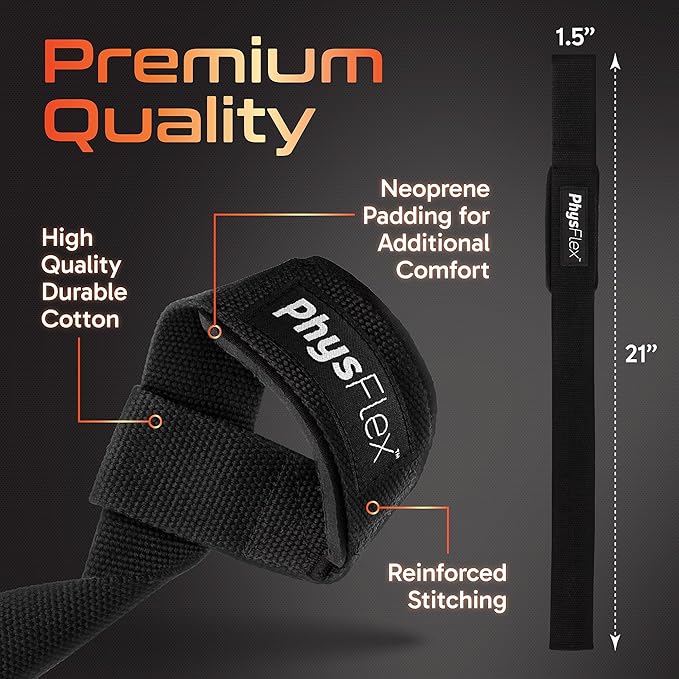Grip Lifting Straps for Weightlifting and Strength Training, Premium Cotton and Padded Wrist Wraps, Gym Deadlift for Men & Women (Green, 1-Pair)