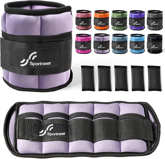 Sportneer Adjustable Ankle Weights 1 Pair 2 4 6 8 8 10 10 Lbs Jogging,1-5 lbs 1 Pair 2-10 lbs