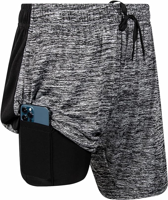 Ultra Performance 3 Pack Mens 2 in 1 Athletic Running Shorts 7 inch Inseam Workout Gym Compression Shorts for Men