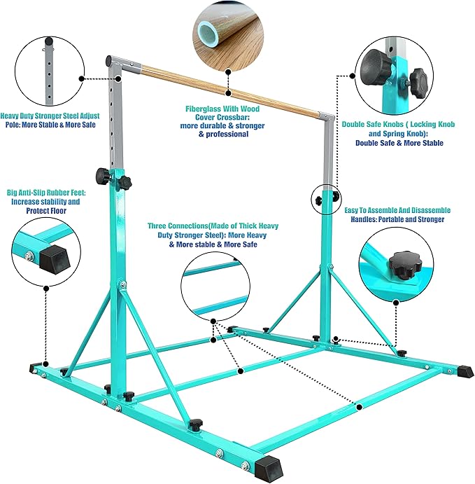 Gymnastic Bar For Kids and Teenage Ages 3-25 5 FT 6 FT 5 FT 6 FT