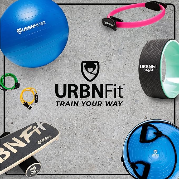 URBNFit Half Balance Ball - Yoga Ball Balance Trainer for Core Stability & Full Body Workout at Home or Gym - Resistance Bands, Pump and Exercise Guide Included