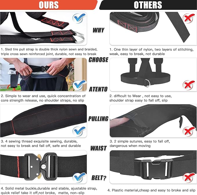 ATENTO Weight Lifting Belts for Pulling 2 Straps 4 Hooks