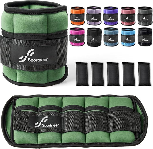 Sportneer Adjustable Ankle Weights 1 Pair 2 4 6 8 8 10 10 Lbs Jogging,1-5 lbs 1 Pair 2-10 lbs