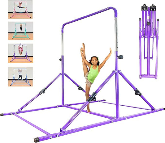 Upgrade Foldable Gymnastic Bar with Mat for Kids 3-12, 200 200 lbs