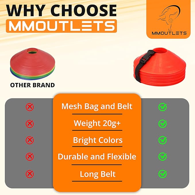 Soccer Cones for Drills with Mesh Bag & Strap-Flexible