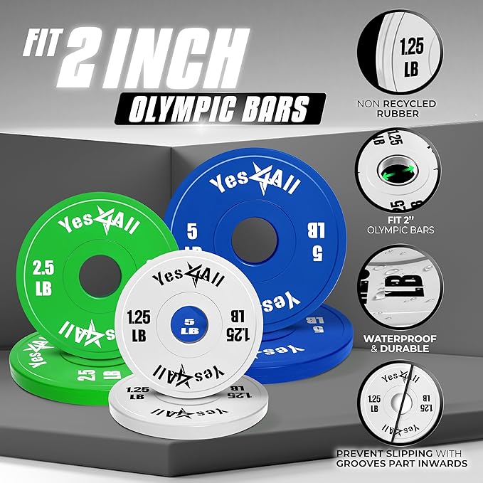 Yes4All Fractional Weight Plates Set of 6 1.25LB 2.5LB 2.5LB 5LB 5LB Pair