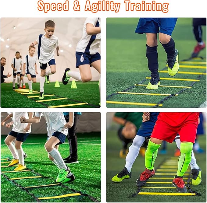 Soccer Agility Training Equipment Set 20Ft Agility 12 Cones,