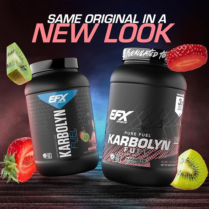EFX Sports Karbolyn Fuel | Fast-Absorbing Carbohydrate Powder | Carb Load, Sustained Energy, Quick Recovery | Stimulant Free | 36 Servings (Kiwi Strawberry)