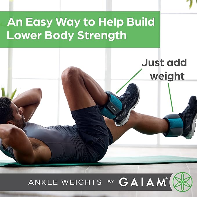 Gaiam Ankle Weights Strength Training Weight Sets (5lb & 10 Pound