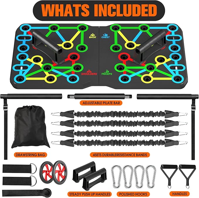 AERLANG Push Up Board, Portable Multi-Function Foldable 10 in 1 Push Up Bar, Push up Handles for Floor,Professional Push Up Strength Training Equipment