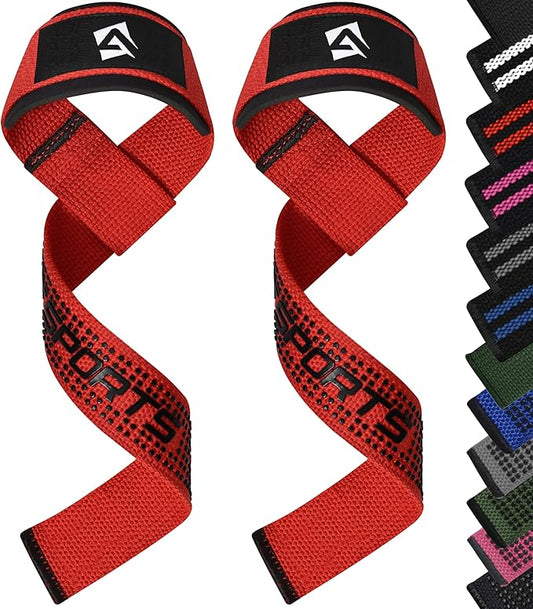 Lifting Wrist Straps for Weightlifting, Powerlifting & Deadlifts – 23” Neoprene Padded Cotton Straps for Strength Training & Gym Workouts - Maximum Grip Support for Men & Women