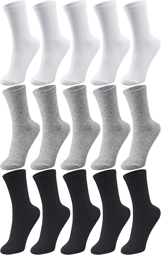 Duufin 15 Pairs Women's Crew Socks Mid Calf Workout Socks