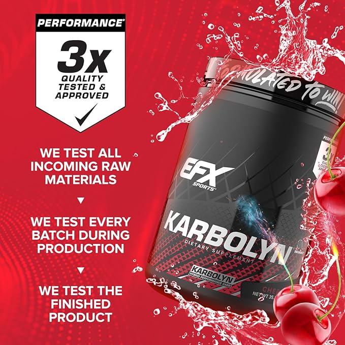 EFX Sports Karbolyn Fuel | Fast-Absorbing Carbohydrate Powder | Carb Load, Sustained Energy, Quick Recovery | Stimulant Free | 19 Servings (Cherry Bomb)