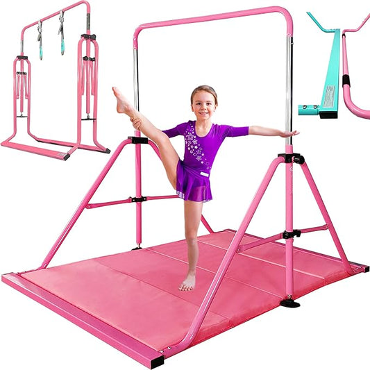 PreGymnastic Updated Folding Gymnastics Bar with Rings 3-10, Gymnastic