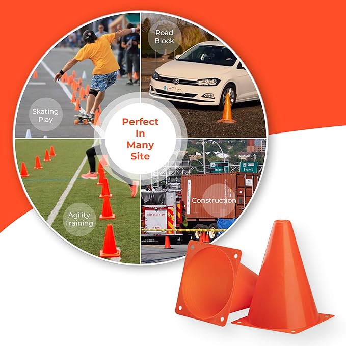 CARTMAN Plastic Training Cones (Set of 12/24 Pack 9" or 12/24 Pack 7" or 12/24 Pack