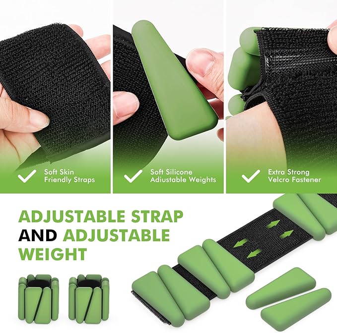 Wrist Weights, Ankle Weights for Women Men, Adjustable 2 (1LB (1LB Each)