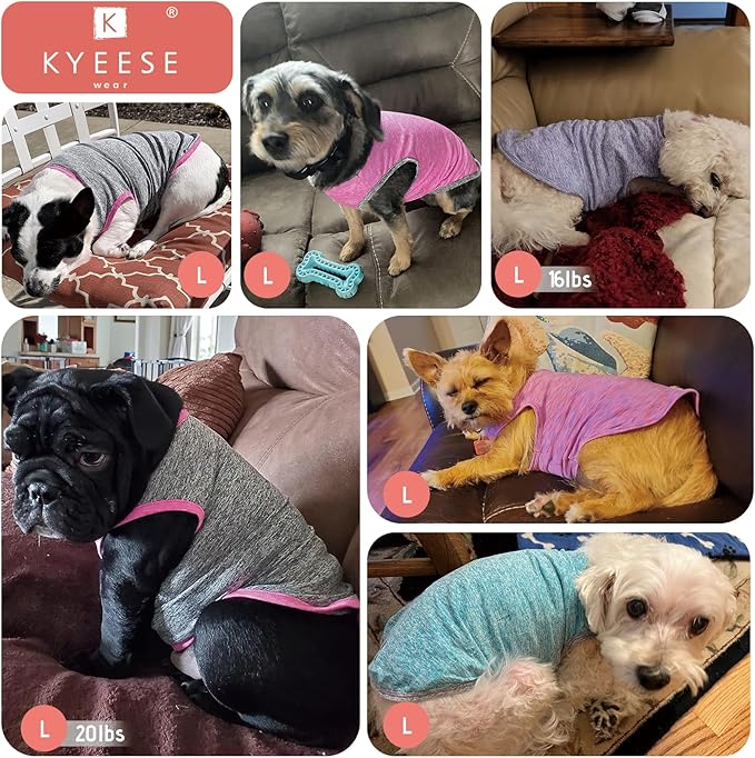 KYEESE 2Pack Dog Shirts Soft Tank Top Small Dog Shirt with Reflective Label Quick Dry Stretchy Sleeveless Vest Sun Protection Lightweight Pet Clothes, Large