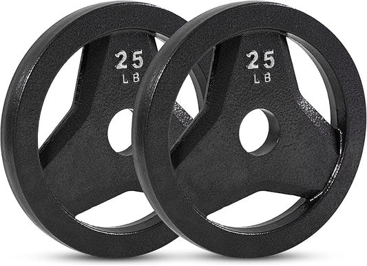 JFIT Olympic 2" Cast Iron Grip Plate OR 2" Rubber Bumper Plates for Barbell - Singles OR Pairs - 6 Weights Available (2.5lbs to 45lbs) Plates for Strength Training, Weightlifting, Bodybuilding