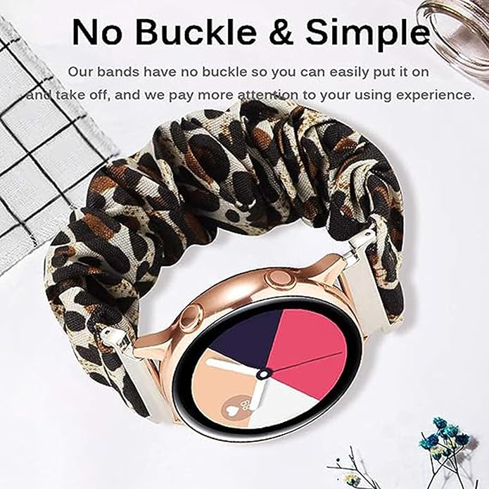 Compatible for FITVII Nexa, HM21, HM68, H86, HM57, HM78, H56 Smart Watch Fitness Tracker Bands, 18mm, 20mm, 22mm Fabric Elastic Scrunchie Elastic Women Cute Replacement Straps