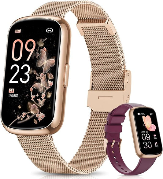 Fitness Tracker Watch, 1.47" Smart Watch for Women with Health & Fitness Tracker, 24/7 Heart Rate/Blood Oxygen/Sleep Monitor Smart Watches for Women, Smart Watch for Android/iOS Phones (2 Bands)