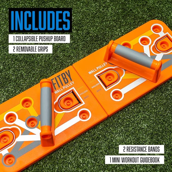 Push Up Board for Men and Women- Multifunctional Workout Equipment- Foldable Push Up Bar- Fitness Gym Equipment- Portable Board for Home Exercise and Workout- Push Up Board by Fitby
