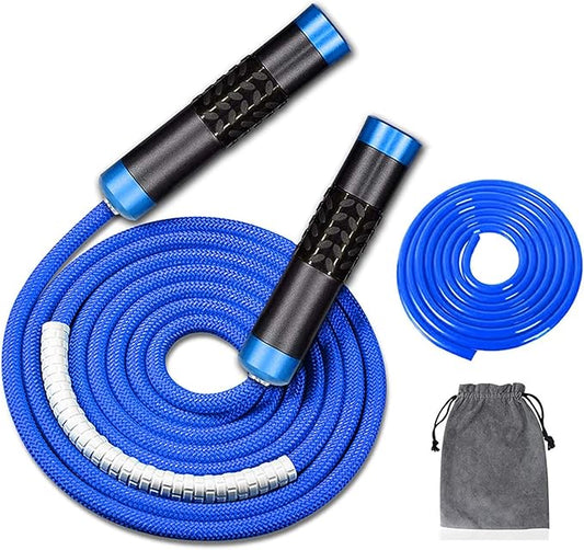 Redify Weighted Jump Rope for Workout Fitness(1LB) 9MM Fabric Cotton+9MM Solid