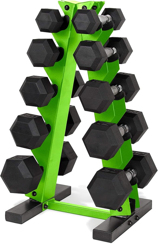 CAP Barbell 150 LB Coated Hex Dumbbell Weight Set with Vertical Rack | Multiple Options