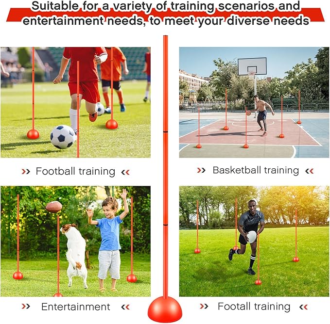 Jenaai 6 Sets Agility Poles with Base Coaching