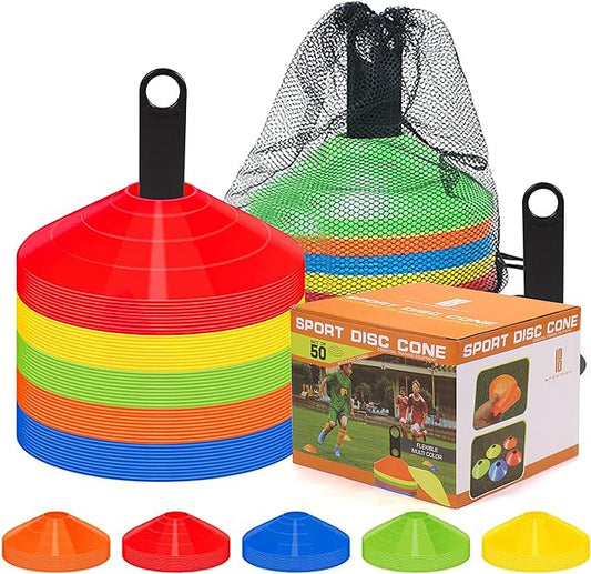 brooman 50-Pack Soccer Disc Cones Training Sports Cone