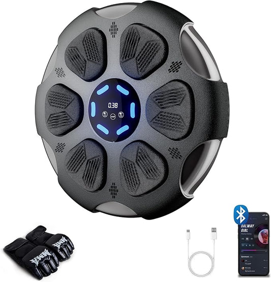 Music Boxing Machine, Wall Mounted Boxing Machine for Adults Kids, Bluetooth Smart Boxing Trainer with Boxing Gloves, Electronic Boxing Workout Equipment Target for Home Gym, 9 Modes & 9 Speeds