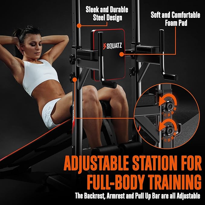 SQUATZ Pull-Up Workout Station with Bench - Multifunctional